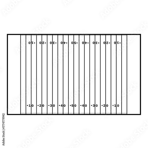 Overhead View Schematic of an American Football Field with Yard Lines and End Zones
