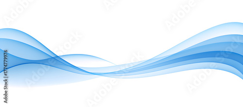 Graceful light blue abstract flowing wave design isolated on a pristine white background, conveying calmness, fluidity, and modern elegance for various digital art and corporate communication purposes