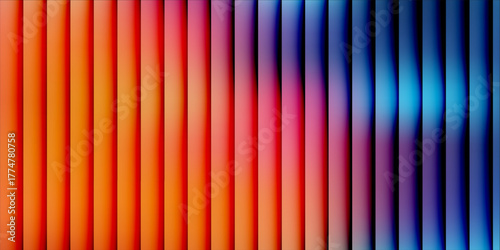 Aesthetic ribbed fractal glass texture. Modern pink, blue and purple gradient pattern. Frosted acrylic surface of door, window, roofs. Wavy striped blurry wallpaper. Vector bg.