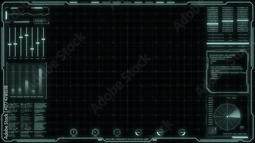 Digital HUD futuristic background motion graphic element cyber generated. Future technology interface data sci-fi display screen. Artificial intelligent analytic simulation, loop able video background