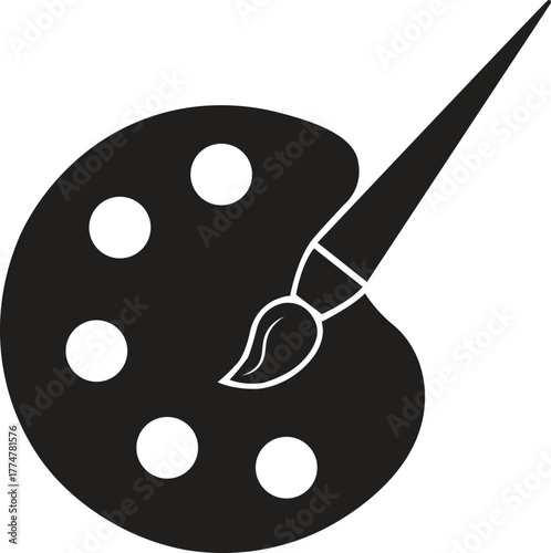Artist's Palette and Paintbrush Icon Vector Illustration