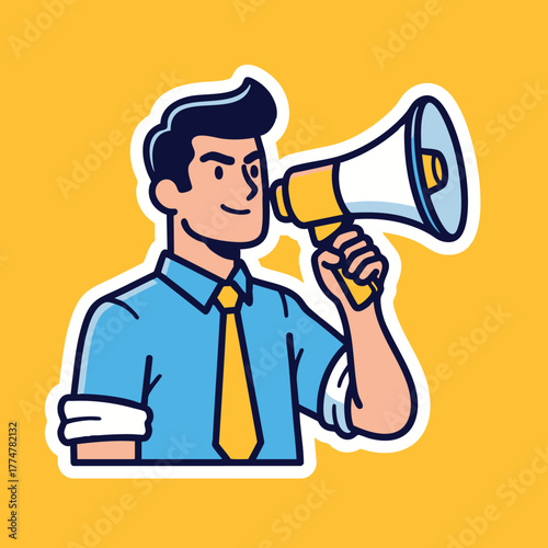 Man with Megaphone Spreading the Word with Vector Illustration