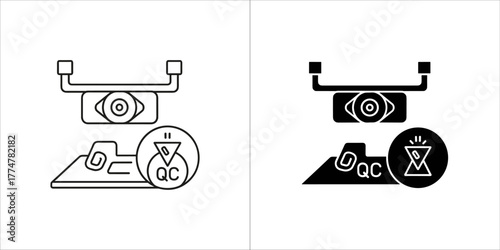 Drone with camera and qc inspection symbol