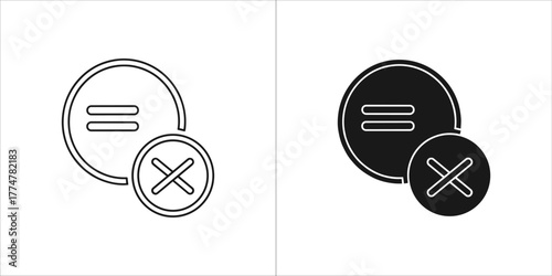 Two icons representing a menu and a close button, one in outline and one in solid black