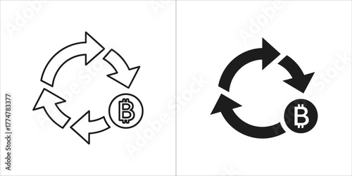 Bitcoin cryptocurrency circular arrows icon