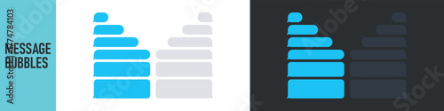 Smartphone, chatting sms app template bubbles. Place your own text to the message clouds. Social network messenger page template. DARK OR NIGHT MODE. Message Flat Bubbles