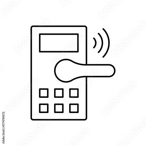 Smart lock icon designed in vector line style, isolated on a white background. Perfect for home security, access control, digital protection, and smart technology concepts.