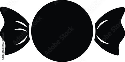 Simple black silhouette of a wrapped candy icon