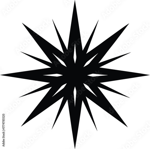 Abstract black starburst silhouette with sharp jagged points