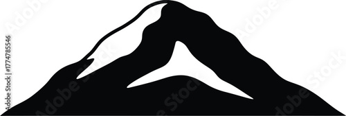 Stylized black silhouette of a jagged mountain peak