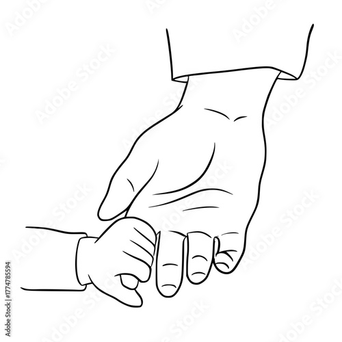 Heartwarming moment father holding baby's tiny hand, a symbol of love, protection, and precious family bonds in a minimalist style