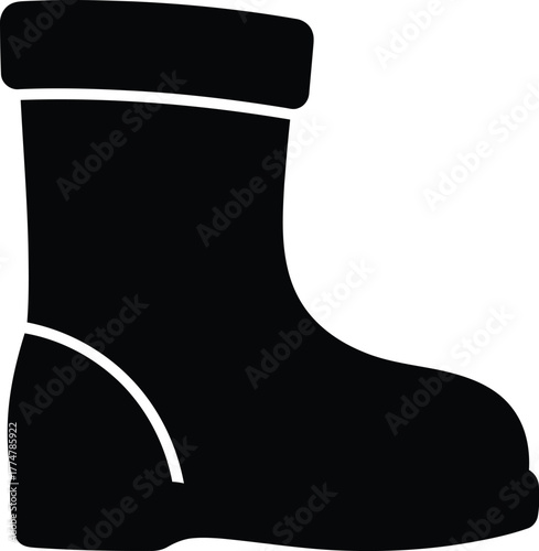 Simple black silhouette of a tall winter boot
