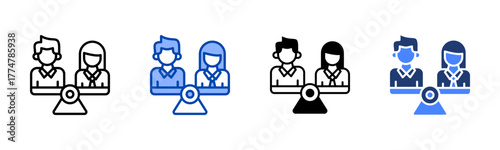 Equal Opportunities icon set multiple style collection