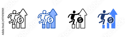 Growth icon set multiple style collection