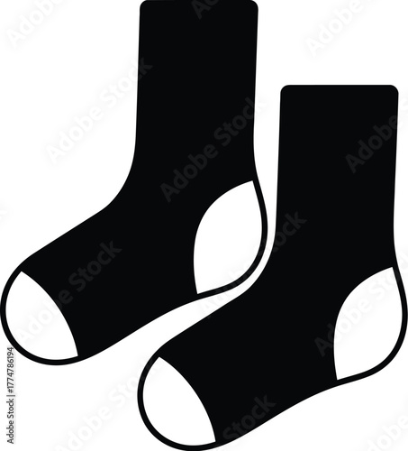 Pair of black socks with white toes and heels