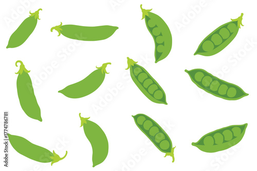 Green peas isolated on white background. Vector eps 10	