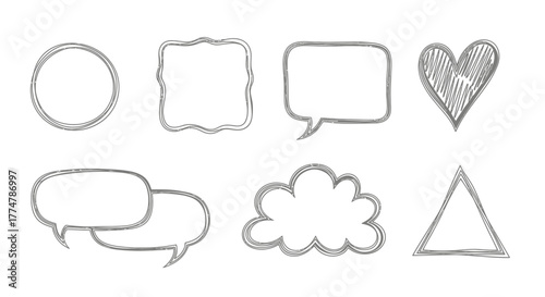 Doodle sketch shapes for creative design projects, perfect for social media, presentations, and branding, conveying a playful, hand-drawn aesthetic