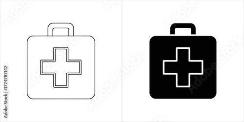 First aid kit icon, medical symbol, health care, emergency, and treatment