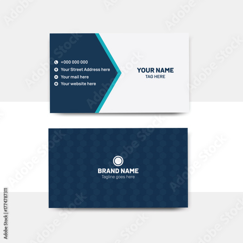 Modern Professional Business Card Template with Blue and White Design