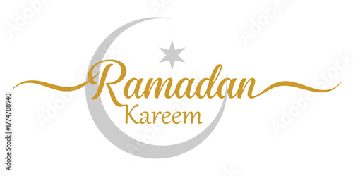 Ramadan Kareem Crescent Moon and Star Design Vector Illustration
