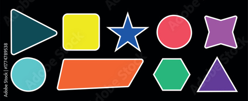 Vibrant Graffiti Spray Paint Symbol Collection – Colorful Vector Set Featuring Circle, Square, Star, Octagon, Stars and Urban Street Art Vector Design in Black