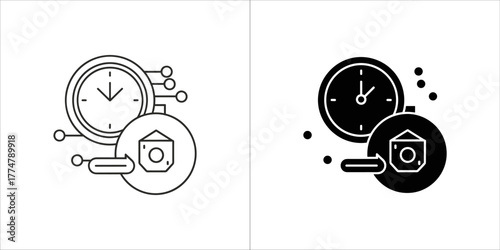 Clock and camera icon representing time management and photography concept