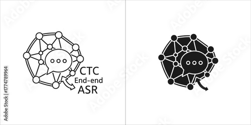 Ctc endtoend asr speech recognition network icon with chat bubble