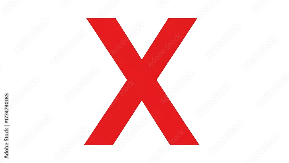 Obraz premium Bold Red X Symbol on Transparent Background for Warning Error or Caution Sign
