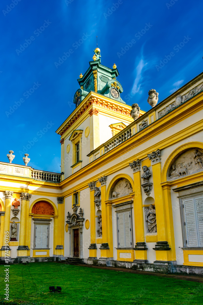 Obraz premium Various views of the Polish park called Willanow palace.