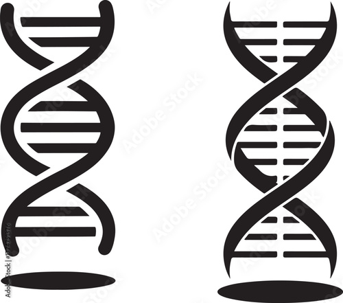 DNA flat vector icon set  silhouettes. eps
