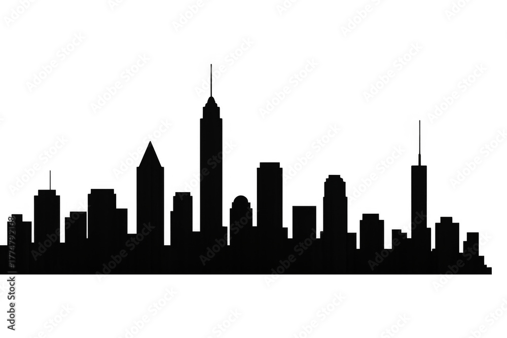 Fototapeta premium Cityscape silhouette vector graphic with transparent background