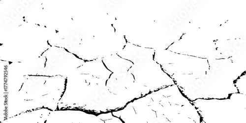 High contrast black and white cracked dry soil texture background, drought earth surface pattern, environmental climate change concept, abstract broken ground detail for nature design and illustration