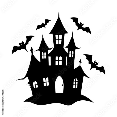 halloween castle with bats