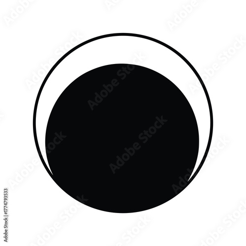 Crescent Shape with Black Circle, Abstract Representation of Solar Eclipse