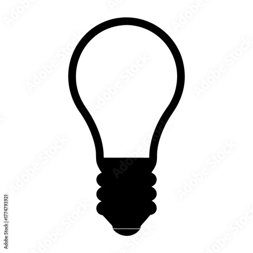 An illustration of a lightbulb with a black outline on a white background