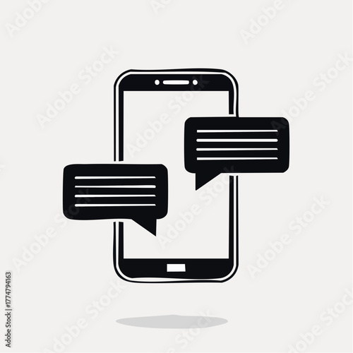 Smartphone with message bubbles communication technology and online dialogue