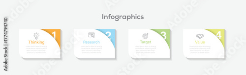 Business Infographic design template Vector with 4 options or steps. Used for process diagram, presentations, workflow layout.