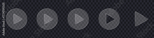 Play button glass icon vector. glass video buttons transparent background symbol. vector illustration.