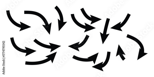 Charcoal hand drawn pencil arrows icon vector. Doodle curved chalk darts symbol. vector illustration.