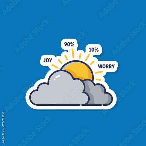 Sun and Clouds Representing Emotional Balance and Feelings.