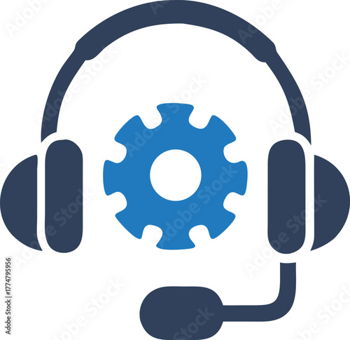 A headset with a blue gear icon shows technology assistance and integration perfectly