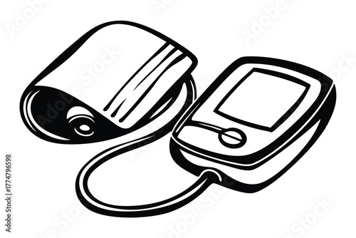 A monochrome blood pressure monitor machine showcases medical instrument precision and modern healthcare technology