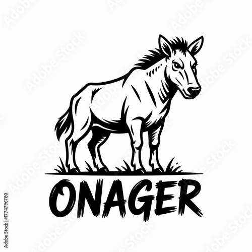 Illustration of onager animal logo mascot illustration isolated on white