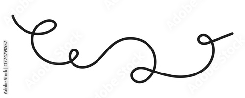 Squiggle curly line vector llustration. Squiggle doodle isolated on white and transparent background
