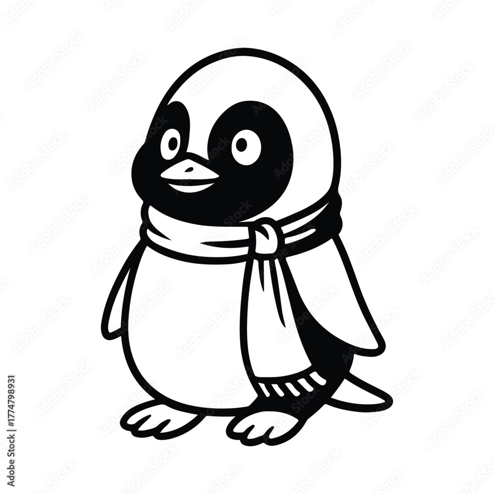 Fototapeta premium Friendly Penguin in Scarf SVG