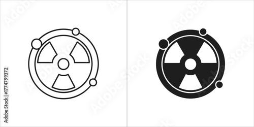 Outline and filled radioactive hazard symbol icon