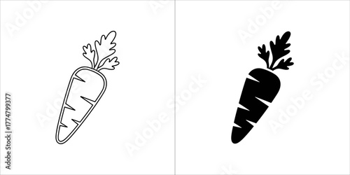 Carrot icon outline and solid fill
