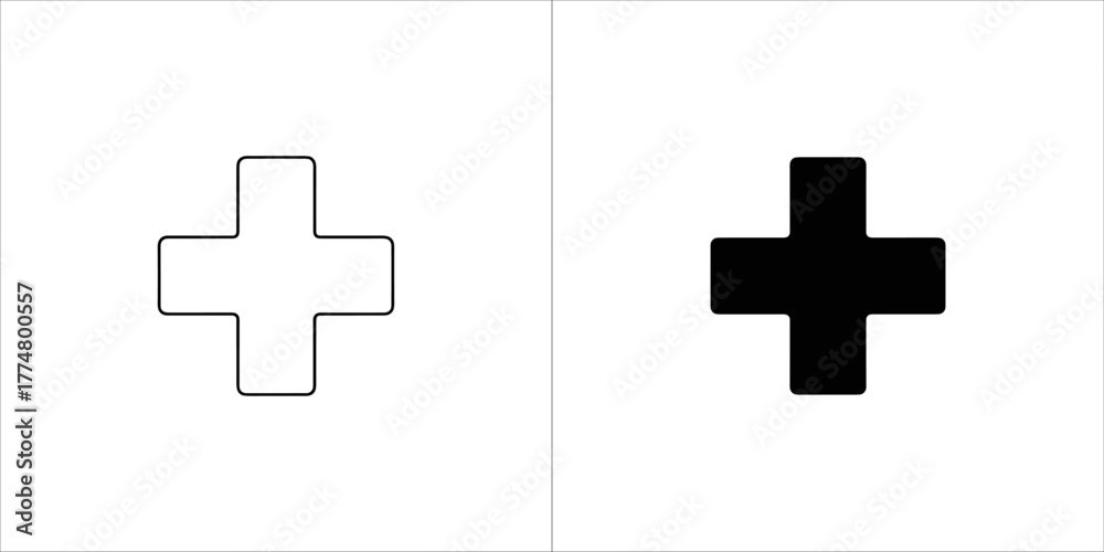 Obraz premium Plus sign icon in outline and filled style