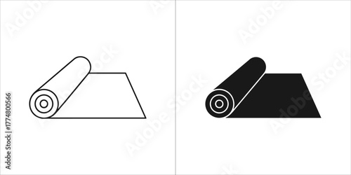 Rolled carpet icon in outline and filled style