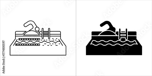 Swimming pool icon with a swimmer